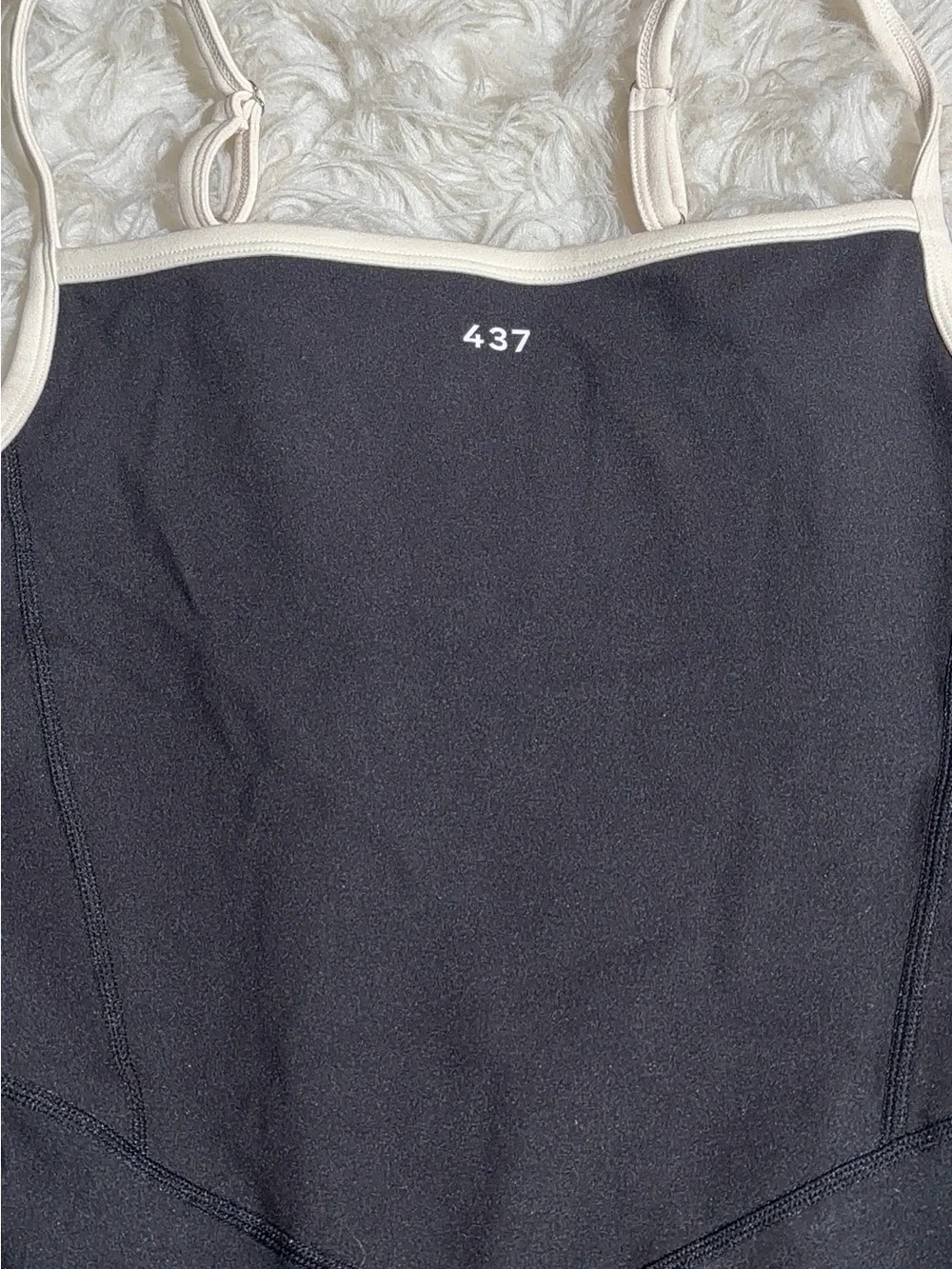 NEW 437 Four Three Seven XL The Shorts Onesie Black Cream Shortysuit Workout - Picture 6 of 13